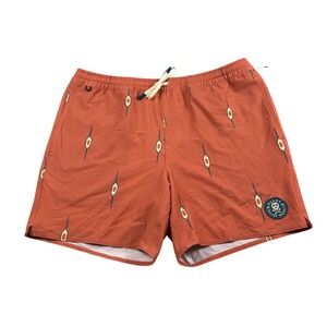 Roark Mens L Shorey 16" Board Shorts Hemp Blend Red Geometric Surf RB470 Boho